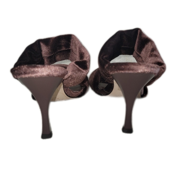 Alohas Twist Strap velvet sandals heels  Mule brown 37 6.5 - Picture 4 of 9